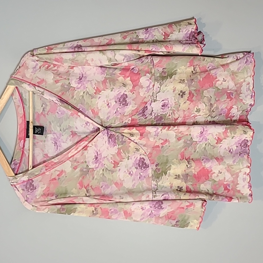 Vintage Y2K Floral whimsical fairy Grunge babydoll Top Size 18‎ 20 Pastel Art